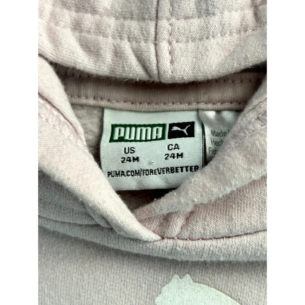 Puma Toddler Girls Hoodie Bundle Pink Gray Pullover Sweatshirts Sizes 24M & 3T - Picture 6 of 10